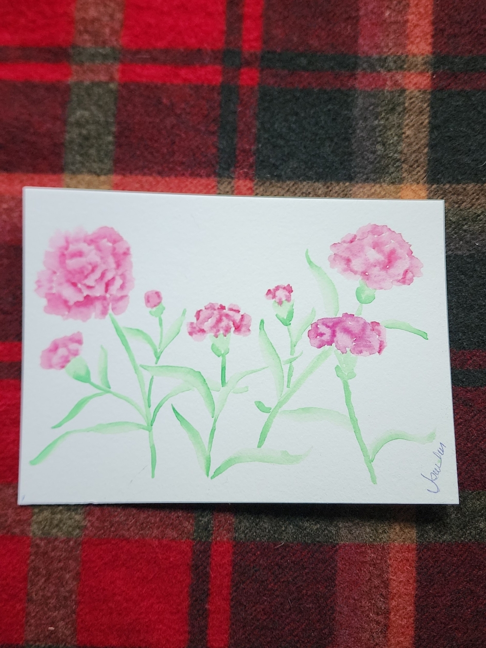 Hand-Painted Pink Carnation Watercolor Floral Art